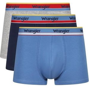 Wrangler Boxershorts voor heren in grijs/marineblauw/blauw, Grijs Marl/Marineblauw/Federaal Blauw, M