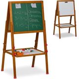 Relaxdays schoolbord kinderen - hoogte verstelbaar 102 -135 cm - magnetisch - whiteboard