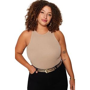 Trendyol Plus Size Onderhemd - Beige, Mink,4XL, Nerts, 4XL grote maten