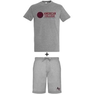 AMERICAN COLLEGE USA Ensemble Set 2-delig T-shirt en shorts voor Enfants Garçons Filles, 2-delige set, T-shirt + shorts, uniseks, kinderen, grijs, 4 jaar
