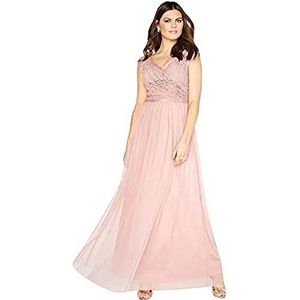 Little Mistress Maxi-jurk met rozenkant voor dames, Roze (Roze), 36