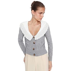 Trendyol Vrouwen Vrouw Regular Standaard Ronde Hals Knitwear Vest Trui, Grijs, S