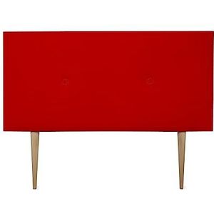 DUÉRMETE ONLINE Hoofdbord Milaan, gevoerd, hoogwaardig kunstleer, hout, rood, 130 x 60 cm, met poten (bed 120)