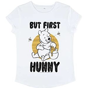 Disney Classics Women's Winnie The Pooh-First Hunny Organic Rolled Sleeve T-shirt, wit, XL, wit, XL