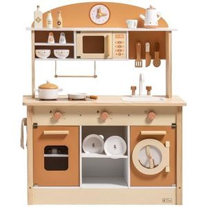 ROBUD - Poppenkeuken - Houten Keukenspeelset - Voor Kinderen Vanaf 3 Jaar