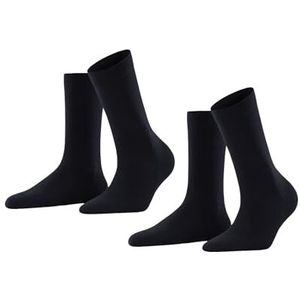 FALKE Dames Sokken Softmerino 2-Pack W SO Wol Katoen eenkleurig Multipack 2 Paar, Blauw (Dark Navy 6379), 35-36