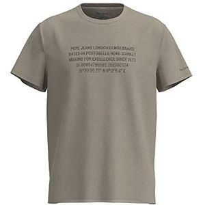 Pepe Jeans Ricci T-shirt voor heren, Bruin (Mout), XS