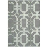 Safavieh Dhurrie tapijt, DHU860, vlak geweven woll modern 152 x 243 cm grijs/lichtblauw.