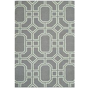 Safavieh Dhurrie tapijt, DHU860, vlak geweven woll modern 152 x 243 cm grijs/lichtblauw.