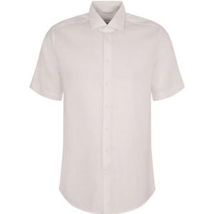 Seidensticker Zakelijk overhemd voor heren, regular fit, zacht, kent-kraag, korte mouwen, 100% linnen, wit, 46