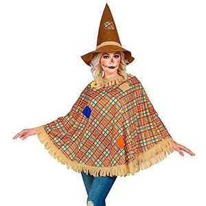Widmann 48622 48622-kostuum vogelverschrikker, poncho, hoed, themafeest, Halloween, dames, meerkleurig, eenheidsmaat, past de meeste volwassenen