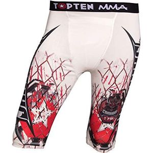 TOP TEN MMA Heren 18805-4200 Shorts, wit-rood, XXL