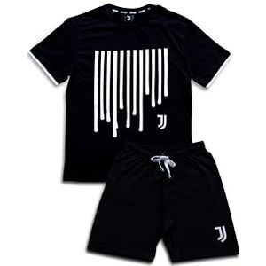 Juventus Pyjama voor heren, katoen, T-shirt met korte mouwen en shorts, pyjama voor heren, licht katoen, 100% jersey-katoen, wit en zwart, maat M, Wit en zwart, M