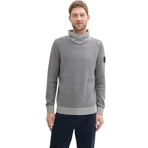 TOM TAILOR heren trui, 30636 - Grijs Melange Blue Structuur, XXL