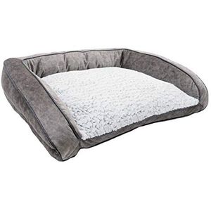 Rosewood Groot hondenbed voor grote honden, machinewasbaar, super zacht fleece gevoerd, kunstsuède, grijs, 84 x 66 x 20 cm