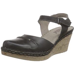 Manitu dames 920215 gesloten sandalen met sleehak, zwart, 36 EU