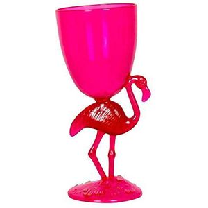 Boland 52542 - drinkglas flamingo, hoogte 20 cm, inhoud 40 cl, kunststof, kelk, vrijgezellenfeest, drinkbeker, themafeest, verjaardag, carnaval