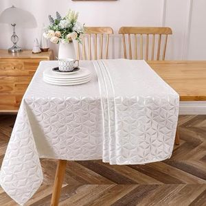 Majestic Giftware Polyester tafelkleden voor rechthoekige tafels | (70/120) - TC1360 Jacquard prachtige zilveren print zoom steek eettafel cover | Decoratief wasbaar tafelkleed voor keuken, eetkamer