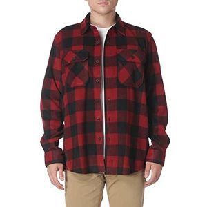 Wrangler Authentics Heren lange mouwen fleece overhemd met button-down kraag, Schotse ruit, rood, XXL