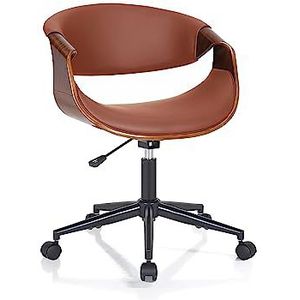 Wink Design Derby-C Walnut bureaustoel, metaal, walnoot, bruin, matzwart, 54 x 55 x H73/83 cm