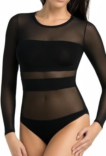 Teyli - Damesbody - Zwart - Transparante Viscose met Strepen