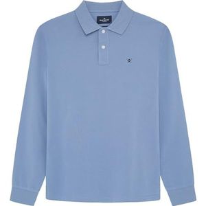 Hackett London Heren Slim Fit Logo Ls Polo, Blauw (Chambray Blauw), L, Blauw (Chambray Blue), L