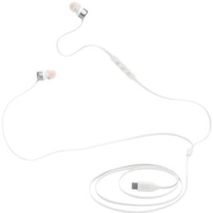 JBL Tune 310C Bedraade in-ear oortjes met microfoon, met JBL Pure Bass Sound en een 3-knops afstandsbediening, in het wit