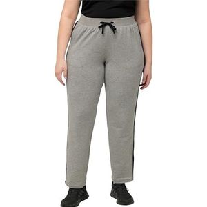 Ulla Popken Joggingbroek, zijstrepen, elastische tailleband, zakken voor dames, Lichtgrijze mix, 32W / 32L