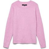 VERO MODA Dames VMDOFFY LS O-hals Blouse GA NOOS 10201022, fuchsia pink/Detail: melange, S