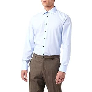 Seidensticker Heren Slim Kent Patch Businesshemd, blauw (lichtblauw), 36