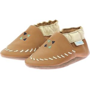 Robeez - Mixte Enfant In and Out - Chausson - Camel - Cuir Souple