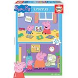 Educa 18087 Pig Peppa, kinderpuzzel, puzzelset 2 x 20 stukjes, voor kinderen vanaf 3 jaar, meerkleurig