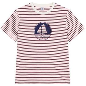 Petit Bateau Katoenen T-shirt met korte mouwen voor dames, Milk/Amarante, XS