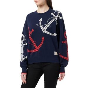 Scotch & Soda Anchor Jacquard Pullover voor dames, Navy Blue 7007, L