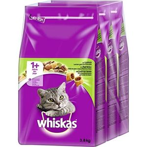 Whiskas Kattenvoer Droogvoer Adult 1+ Met Lam, 3 x 3,8 kg