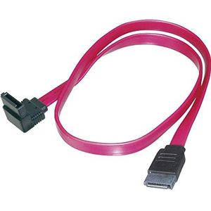 DIGITUS SATA III aansluitkabel - L-type contactdoos/contactdoos - 90° haakse stekker - 0,5m - 6 Gbit/s - SATA 3 - geschikt voor HDD's, SSD's of optische schijven - rood