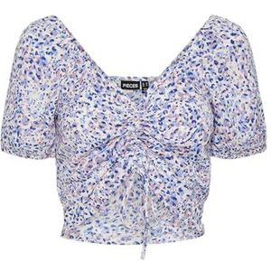 PIECES Dames Pckiciana Ss Top Bc blouse met korte mouwen, Hydrangea/Aop:, S