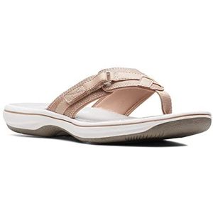 Clarks Breeze Zee Slippers voor dames, Taupe Synthetisch, 37 EU, Taupe Synthetisch, 37 EU