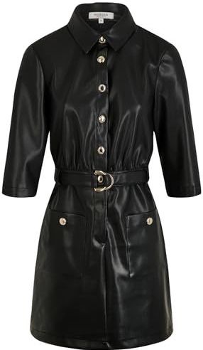 MORGAN - Korte Rechte Jurk - Zwart - Imitatieleer