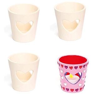 Baker Ross EF371 theelichthouder van keramiek ""hart"" om vorm te geven en te knutselen voor kinderen voor Valentijnsdag en Moederdag (4 stuks)