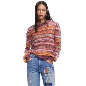 Desigual Dames Woman Flat Knit Thin Gauge Pullover Sweater, rood, XXL