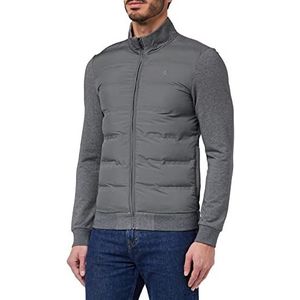 Hackett London Men's Hybrid Quilt FZ Sweatshirt, Charcoal, XXL