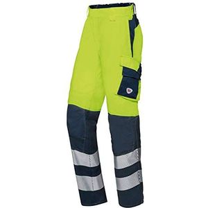 BP 2236-590-6614-35/36l werkbroek voor mannen, slank silhouet met hogere taille op de rug, 48,5% modacryl/34% katoen/17% polyamide/0,5% andere vezels, waarschuwingsgeel/nachtblauw, 35/36L maat