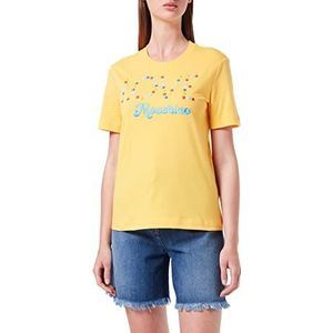 Love Moschino Dames Katoen Jersey Logo met Varnished Ronde Studs T-Shirt, geel, 46 NL