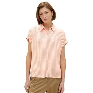 TOM TAILOR Dames blouse 1035881, 29927 - Orange White Stripe Woven, 34