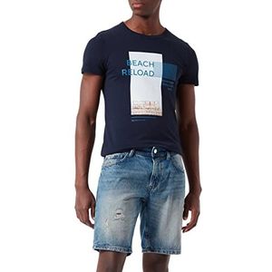 TOM TAILOR Denim Uomini Jeans bermuda shorts 1031120, 10285 - Destroyed Mid Stone Wash, S