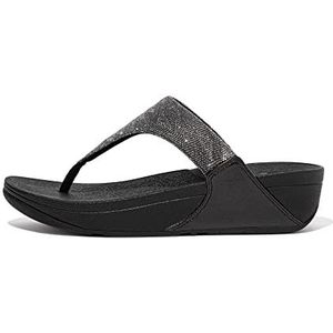 Fitflop Lulu Glitz teen post wig sandaal voor dames, Zwart, 41 EU