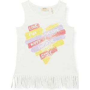 Koton Slogan bedrukte top met kwastjes, katoen, gebroken wit (001), 5-6 jaar voor meisjes, Gebroken wit (001), 5-6 Jaren