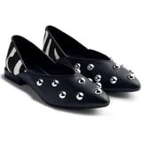 Gioseppo - Braham - Ballerina's - Zwart - Leren Bovenwerk met Zilveren Studs en Luipaardprint