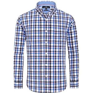 Alimens & Gentle Klassiek overhemd met knopen voor heren, Blauw Zwart, Geruit, M